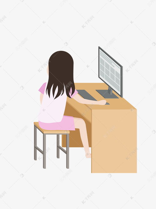 卡通小清新玩電腦的女孩素材圖片免費下載——千庫網應用軟件服務